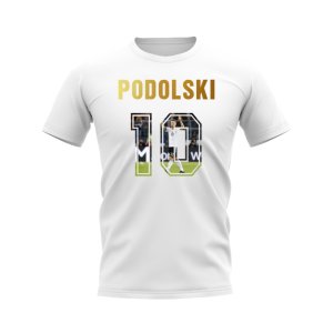 Lukas Podolski Name And Number Germany T-Shirt (White)