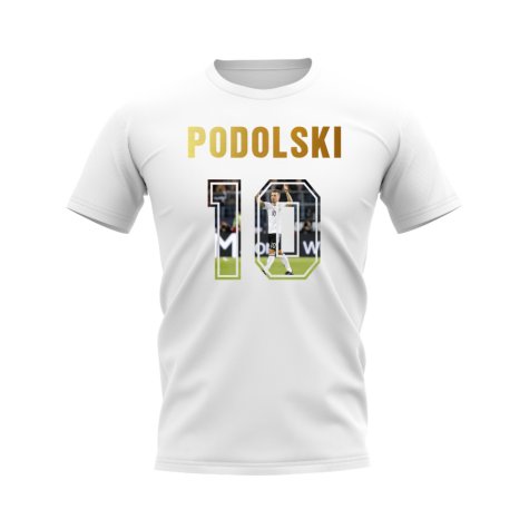 Lukas Podolski Name And Number Germany T-Shirt (White)