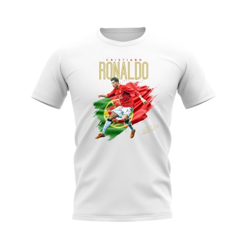 Cristiano Ronaldo Manchester United Flag T-Shirt (White)