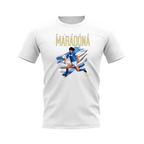 Diego Maradona Napoli Flag T-Shirt (White)