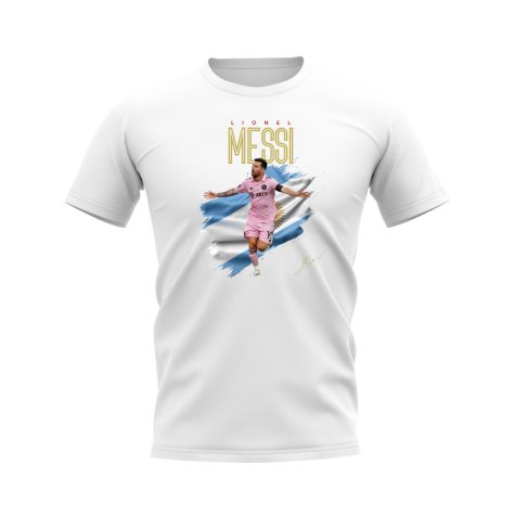 Lionel Messi Inter Miami Flag T-Shirt (White)