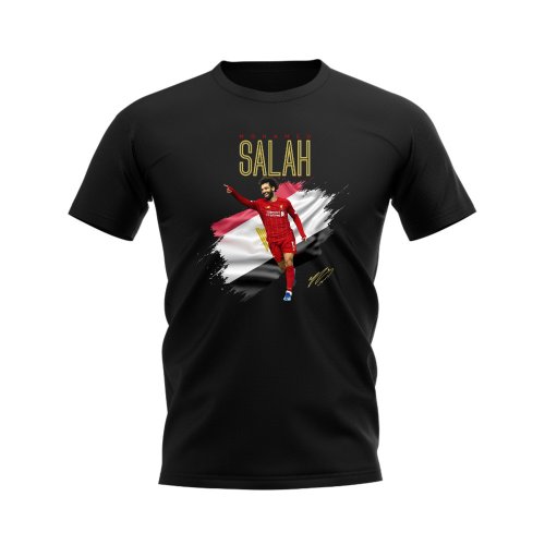 Mohamed Salah Liverpool Flag T-Shirt (Black)