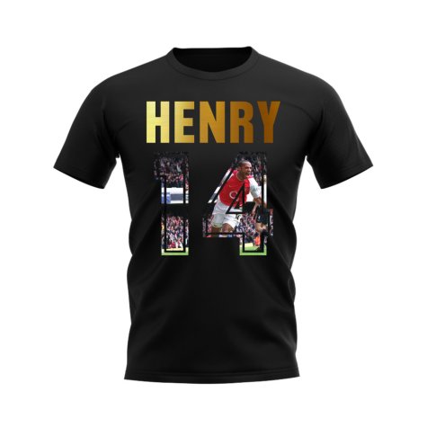 Thierry Henry Name And Number Arsenal T-Shirt (Black)