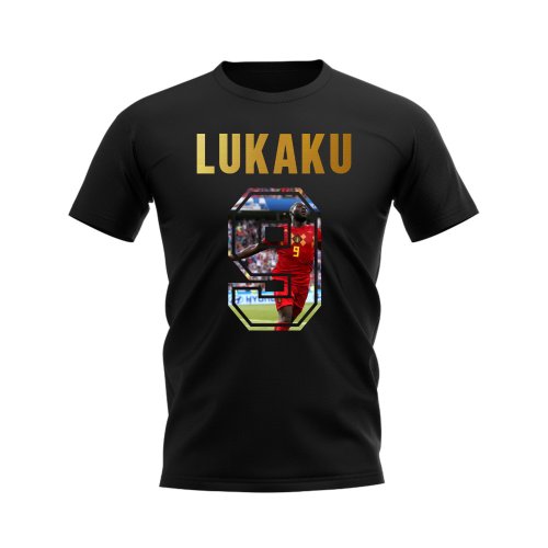 Romelu Lukaku Name And Number Belgium T-Shirt (Black)