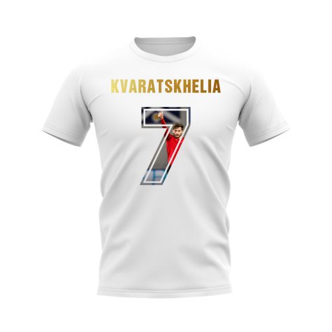 Khvicha Kvaratskhelia Name And Number Georgia T-Shirt (White)