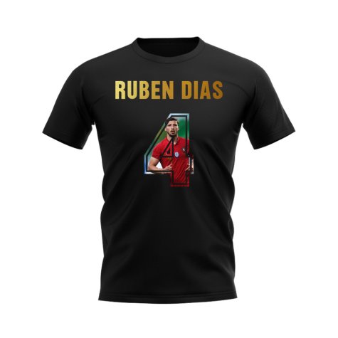 Ruben Dias Name And Number Portugal T-Shirt (Black)