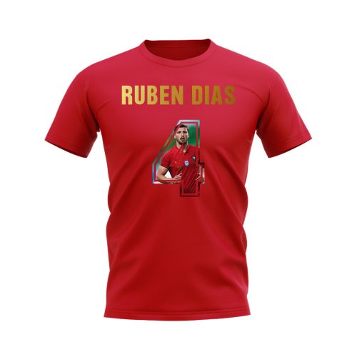 Ruben Dias Name And Number Portugal T-Shirt (Red)