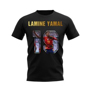 Lamine Yamal Name And Number Spain T-Shirt (Black)