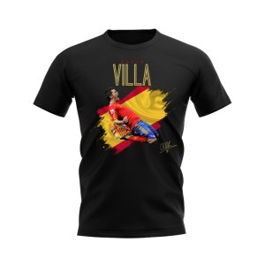 David Villa Spain Flag T-Shirt (Black)