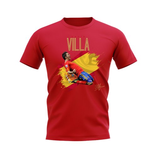 David Villa Spain Flag T-Shirt (Red)