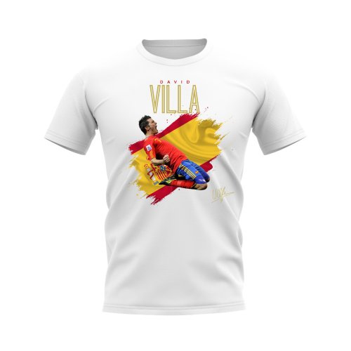 David Villa Spain Flag T-Shirt (White)