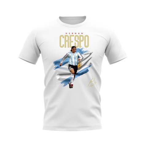 Hernan Crespo Argentina Flag T-Shirt (White)