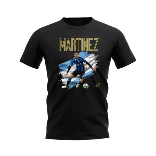 Lautaro Martinez Inter Milan Flag T-Shirt (Black)