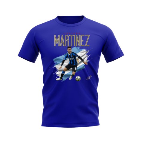 Lautaro Martinez Inter Milan Flag T-Shirt (Blue)