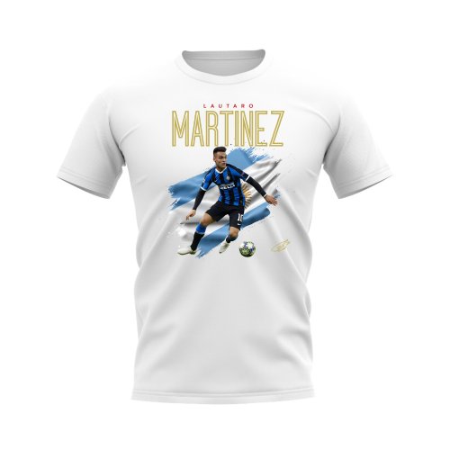 Lautaro Martinez Inter Milan Flag T-Shirt (White)