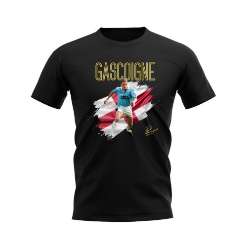 Paul Gascoigne Lazio Flag T-Shirt (Black)