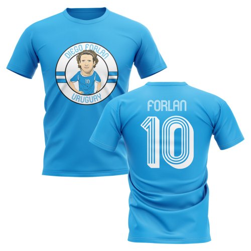 Diego Forlan Uruguay Illustration T-Shirt (Sky Blue)