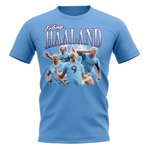 Erling Haaland Bootleg Manchester City T-Shirt (Sky Blue)