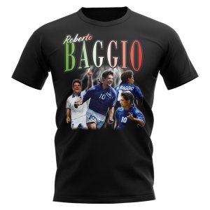 Roberto Baggio Italy Bootleg T-Shirt (Black)