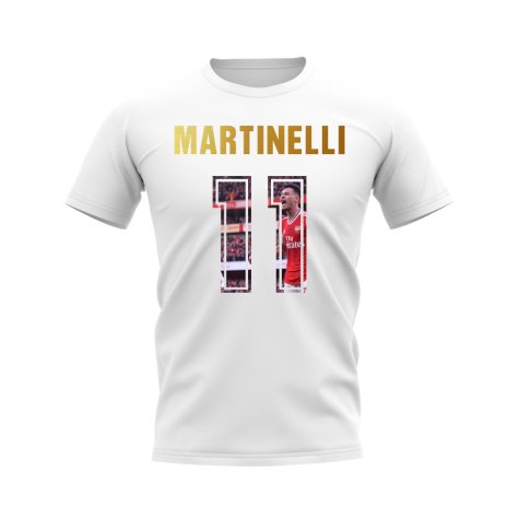 Gabriel Martinelli Name And Number Arsenal T-Shirt (White)