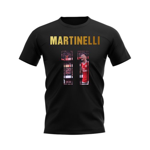 Gabriel Martinelli Name And Number Arsenal T-Shirt (Black)