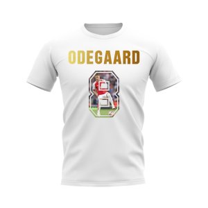 Martin Odegaard Name And Number Arsenal T-Shirt (White)