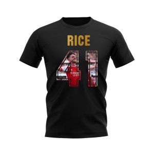 Declan Rice Name And Number Arsenal T-Shirt (Black)