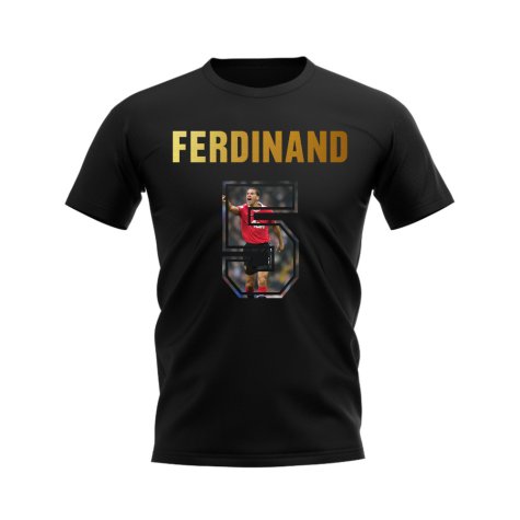 Rio Ferdinand Name And Number Manchester United T-Shirt (Black)