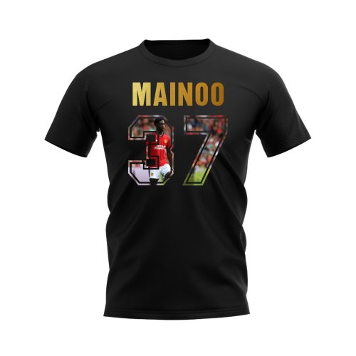 Kobbie Mainoo Name And Number Manchester United T-Shirt (Black)