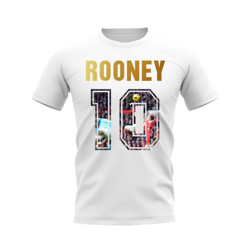 Wayne Rooney Name And Number Manchester United T-Shirt (White)