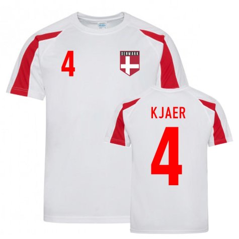 Simon Kjaer Denmark Sports Training Jersey (White-Red)