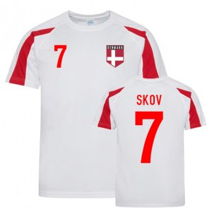 Robert Skov Denmark Sports Training Jersey (White-Red) Robert Skov Denmark Sports Training Jersey (White-Red)