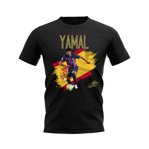 Lamine Yamal Barcelona Flag T-Shirt (Black)