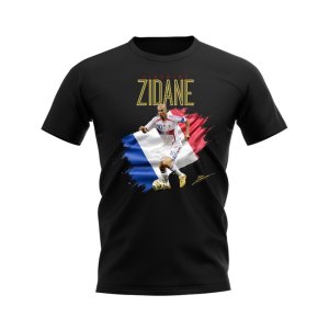 Zinedine Zidane France Flag T-Shirt (Black)