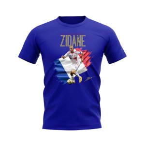 Zinedine Zidane France Flag T-Shirt (Blue)