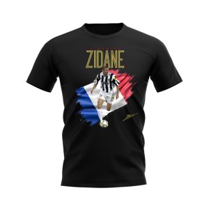 Zinedine Zidane Juventus Flag T-Shirt (Black)