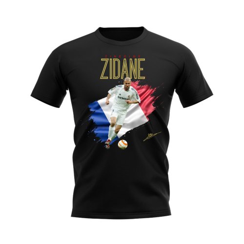 Zinedine Zidane Real Madrid Flag T-Shirt (Black)