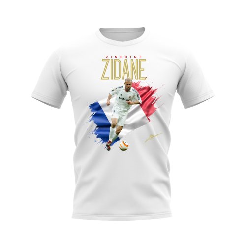 Zinedine Zidane Real Madrid Flag T-Shirt (White)