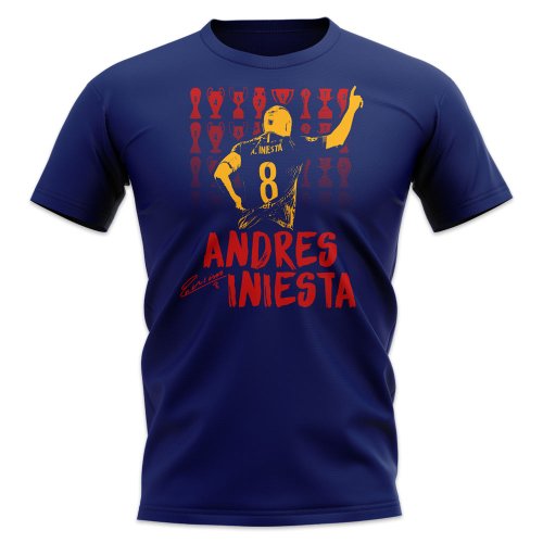 Andres Iniesta Trophy Count T-Shirt (Navy)