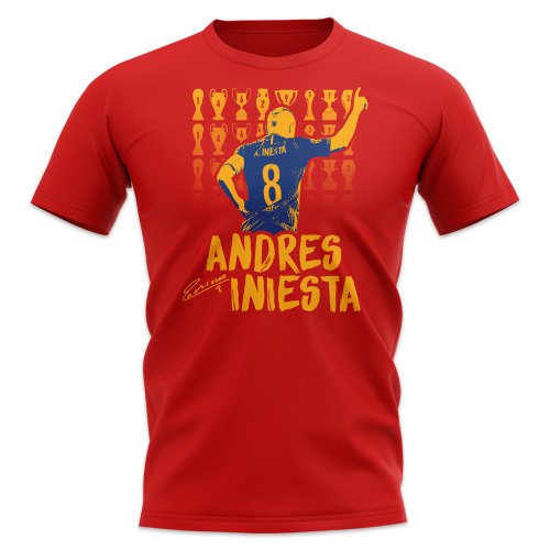 Andres Iniesta Trophy Count T-Shirt (Red)