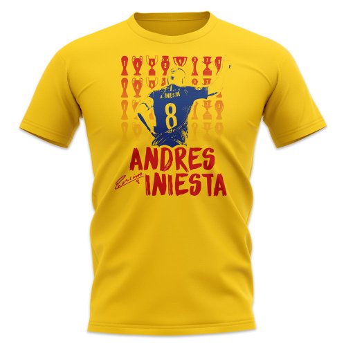 Andres Iniesta Trophy Count T-Shirt (Yellow)