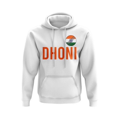 MS Dhoni India Name Hoody (White)