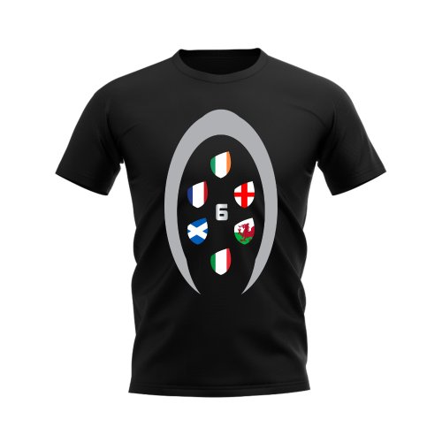 Six Nations Rugby Shield T-Shirt (Black)