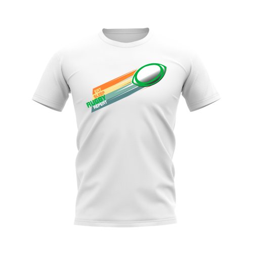 Eat Sleep Rugby Repeat T-Shirt (White/Green)