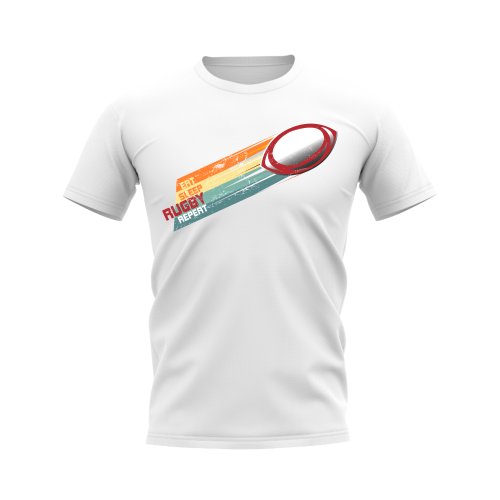 Eat Sleep Rugby Repeat T-Shirt (White/Red)