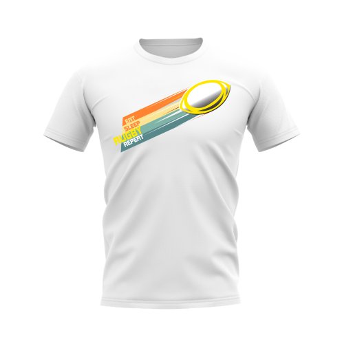 Eat Sleep Rugby Repeat T-Shirt (White/Yellow)