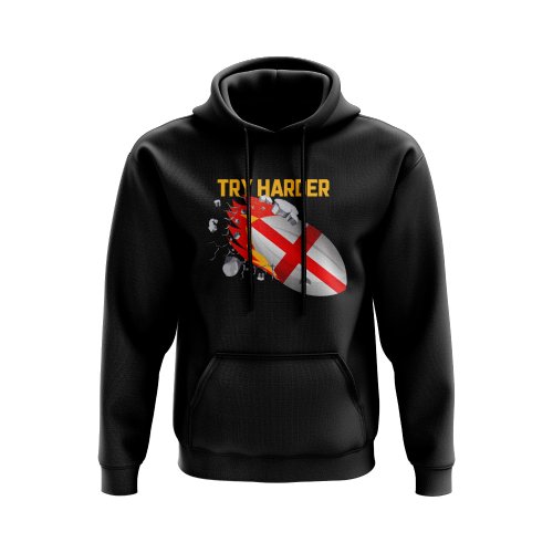 England Try Harder Rugby Hoody (Black)