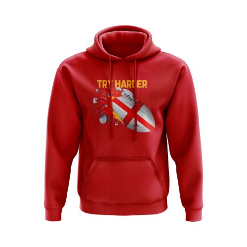 England Try Harder Rugby Hoody (Red)