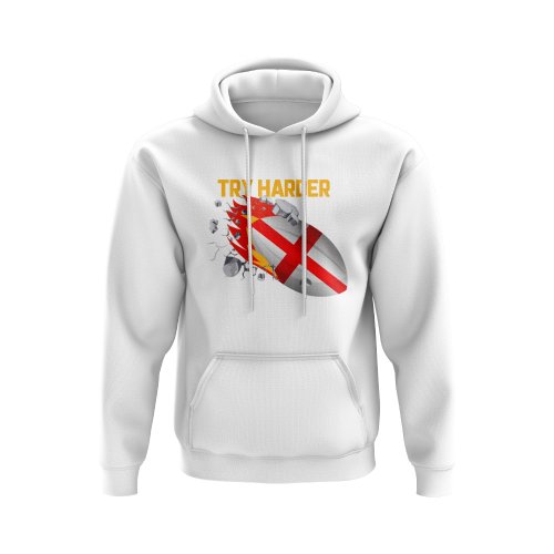 England Try Harder Rugby Hoody (White)