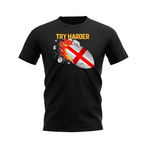 England Try Harder Rugby T-Shirt (Black)